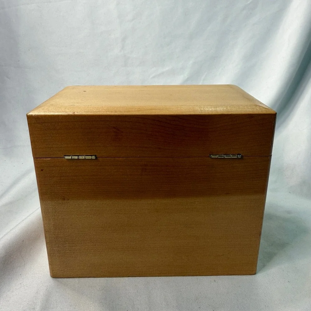 Vintage Wooden Recipe Box Hand Painted Rooster Farmhouse Kitchen Storage Brown